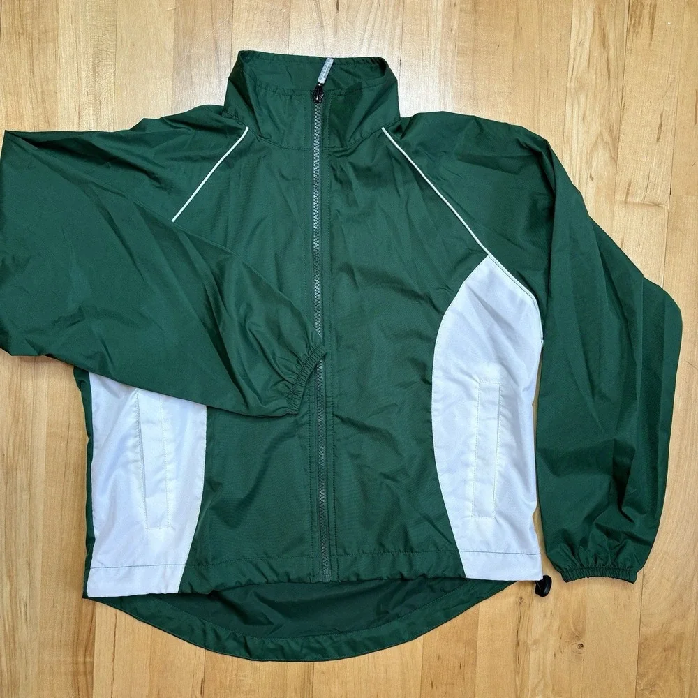 Y2K Windbreaker Tracksuit‎ Youth Medium Green Set Pants Jacket Retro Cheer Warm